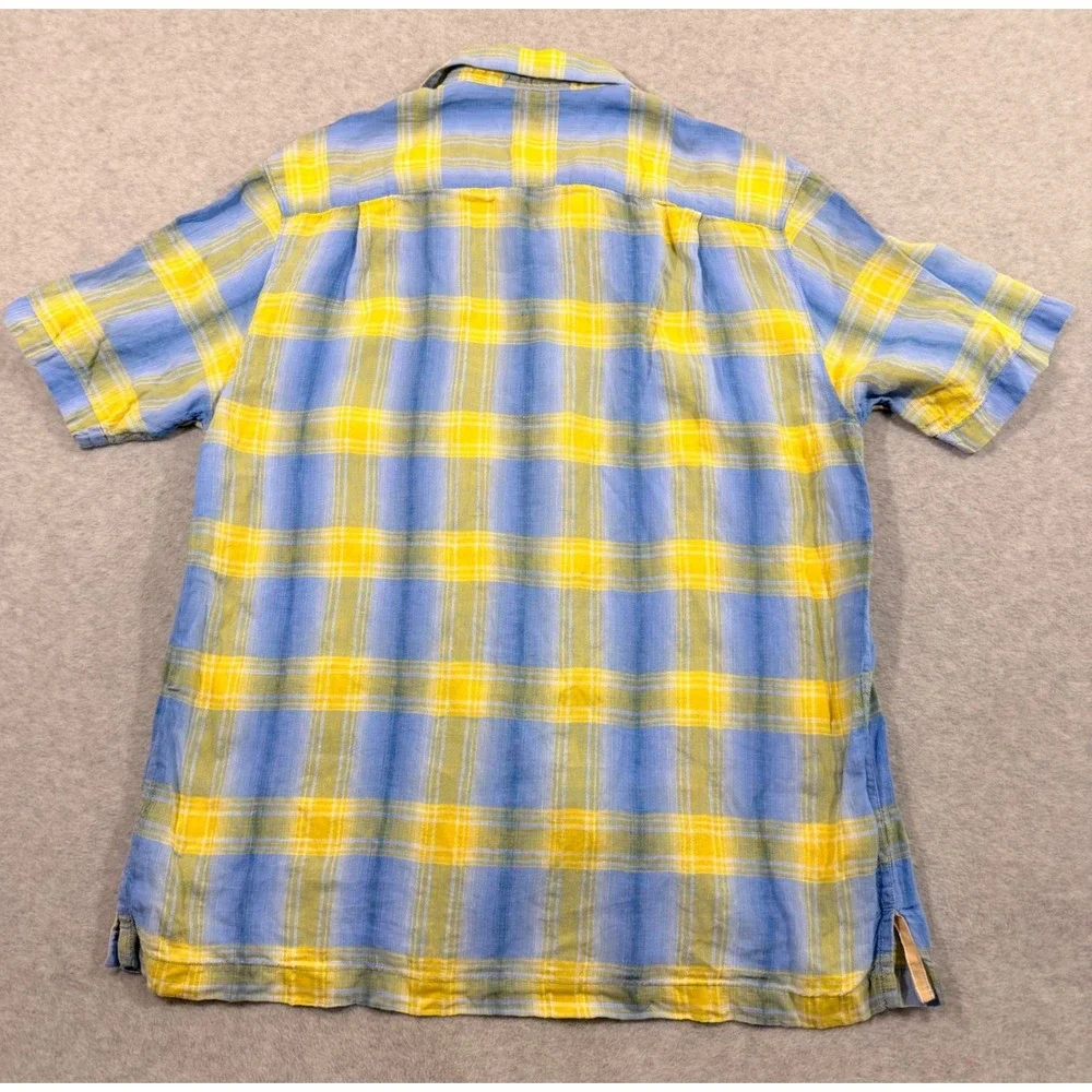 Tommy Bahama Button Down Shirt Mens‎ Large Blue Yellow Plaid 100% Linen - Picture 9 of 9